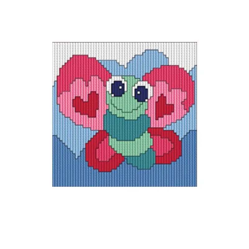 Broderi-kit, långstygn 10x10cm, Fjäril, se vårt sortiment av heminredning, garn & tyger. Alltid till bra priser.