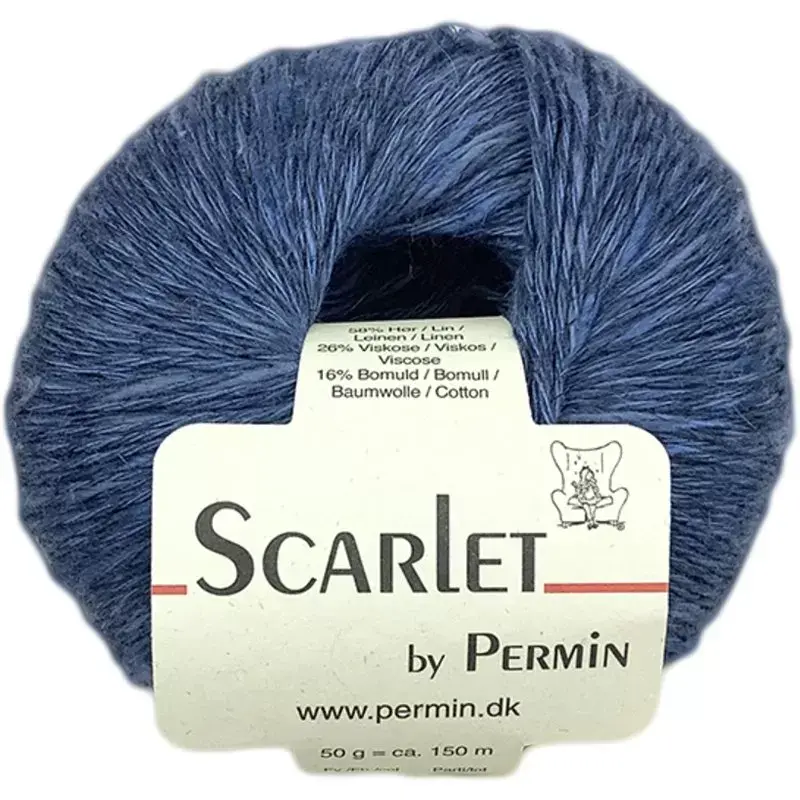 Scarlet, garn i  Lin och bomull. Jeansblå 020, se vårt sortiment av heminredning, garn & tyger. Alltid till bra priser.