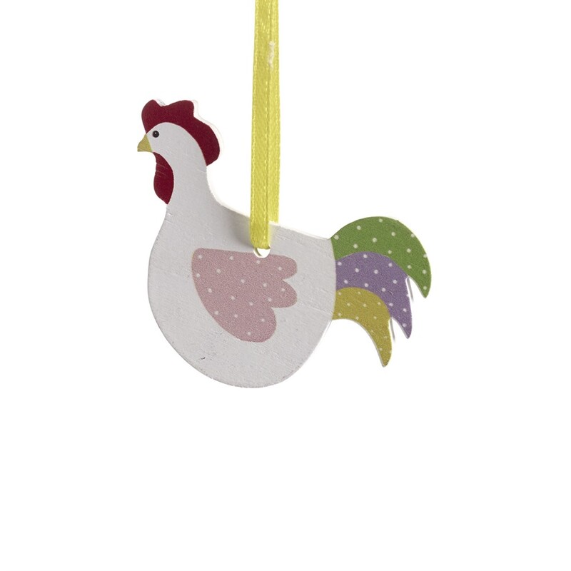 Hängande tupp i trä, vit, L. 6,3cm, se vårt sortiment av heminredning, garn & tyger. Alltid till bra priser.