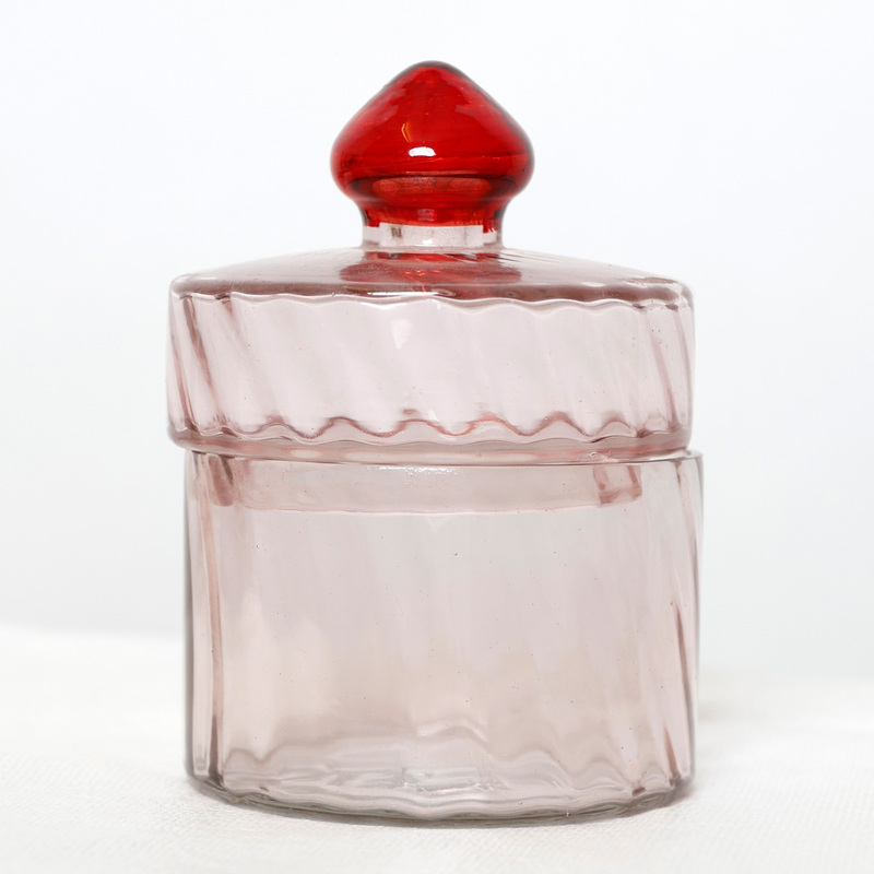 Glasburk med lock, rosa ca 9x13cm, se vårt sortiment av heminredning, garn & tyger. Alltid till bra priser.