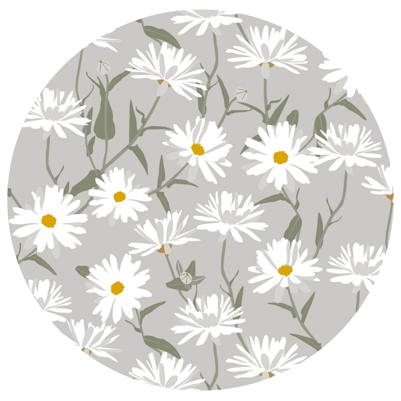 Rund vaxduk, Prästkrage, grå, se vårt sortiment av heminredning, garn & tyger. Alltid till bra priser.