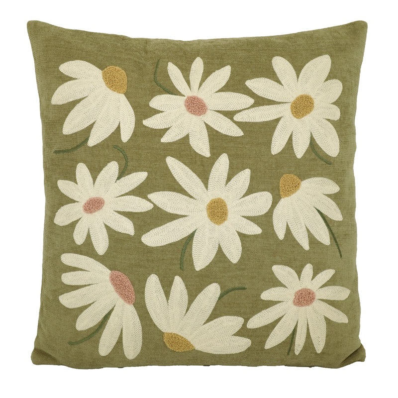 Kuddfodral Flora, grön 45x45 cm, se vårt sortiment av heminredning, garn & tyger. Alltid till bra priser.