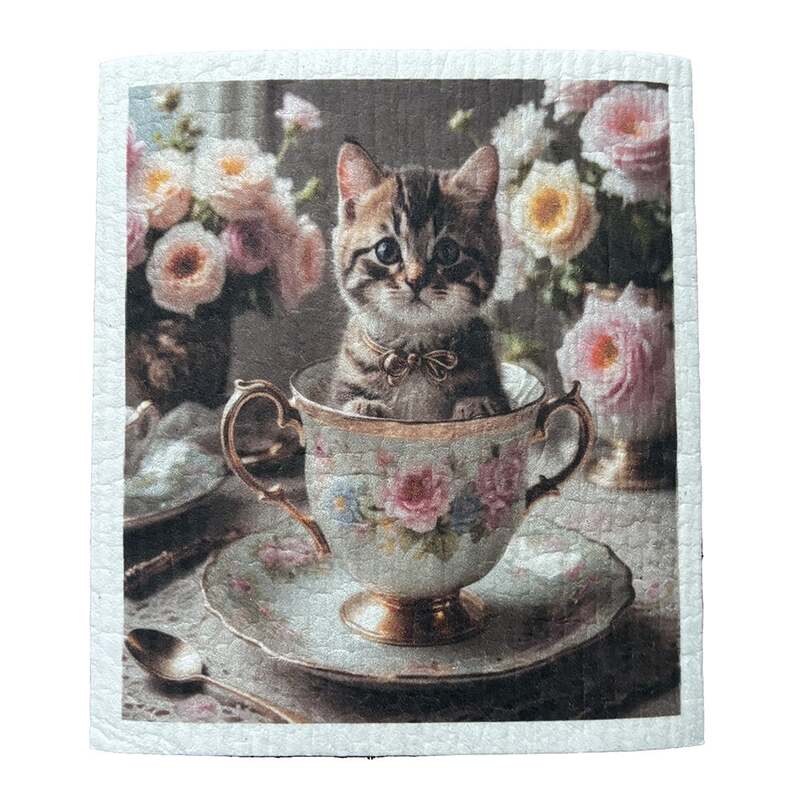 Disktrasa ,katt i tekopp, se vårt sortiment av heminredning, garn & tyger. Alltid till bra priser.