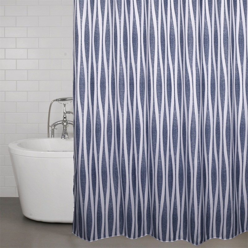 Wave duschdraperi, marin, se vårt sortiment av heminredning, garn & tyger. Alltid till bra priser.