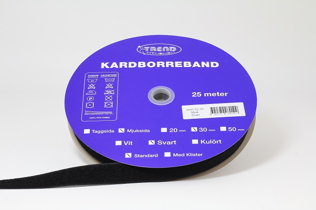 KARDBORRBAND Mjuksida (klister) Svart 20 mm, se vårt sortiment av heminredning, garn & tyger. Alltid till bra priser.