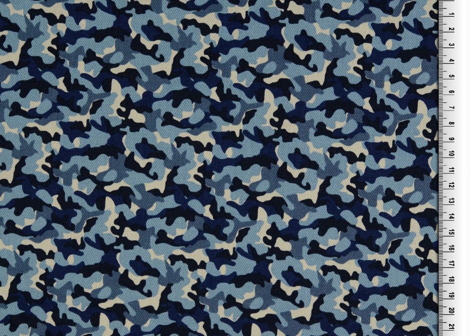 Kamouflagemönstrat bomullstwill. blå, se vårt sortiment av heminredning, garn & tyger. Alltid till bra priser.