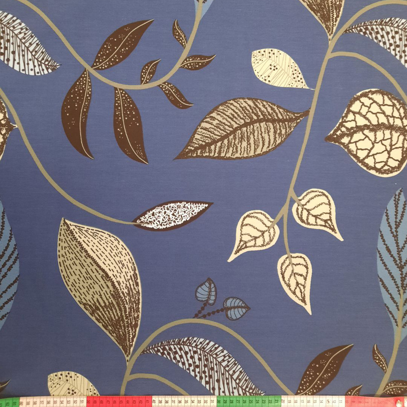 Denimblå stora blad grön/svart 
