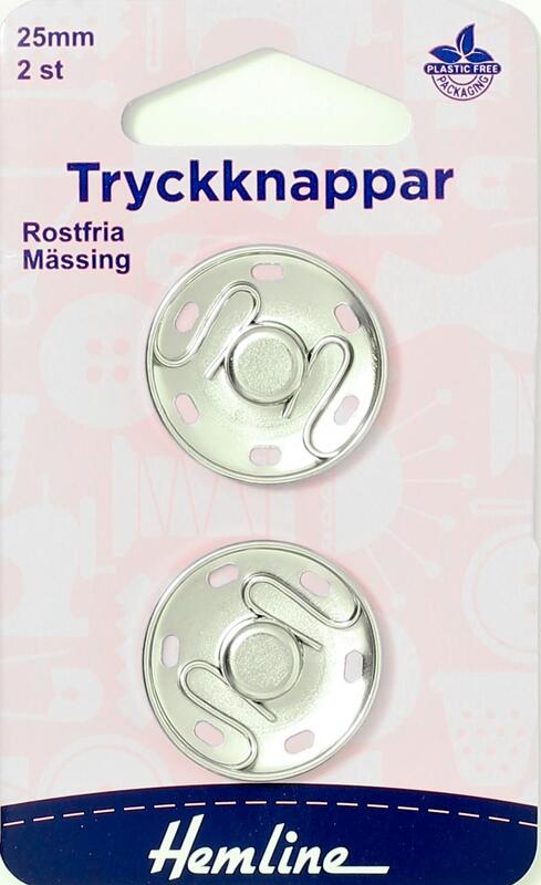 Tryckknappar 25 mm silver, se vårt sortiment av heminredning, garn & tyger. Alltid till bra priser.