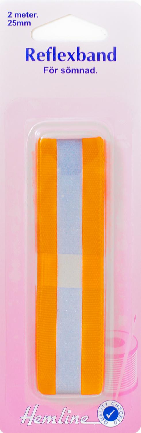 REFLEXBAND 25 MM x 2 MET.  Orange, se vårt sortiment av heminredning, garn & tyger. Alltid till bra priser.