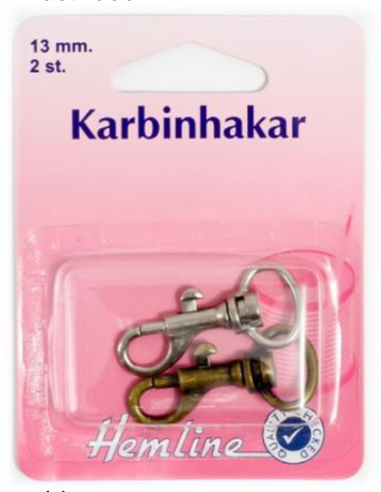 KARBINHAKE 2 x 13 MM SORT. , se vårt sortiment av heminredning, garn & tyger. Alltid till bra priser.