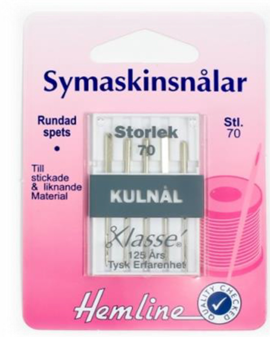 Symaskinsnålar Kulnål 70, se vårt sortiment av heminredning, garn & tyger. Alltid till bra priser.